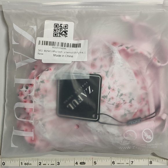 NWT ZAFUL Large Triangle Ditsy Print Tie String Pink Bikini Set - Picture 3 of 6